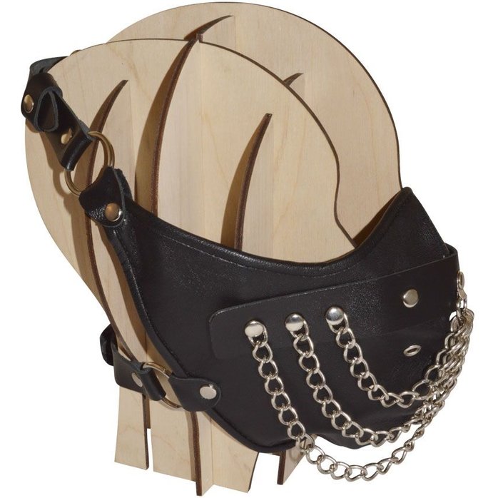 Чёрная кожаная маска с цепочками Шахерезада - BDSM accessories