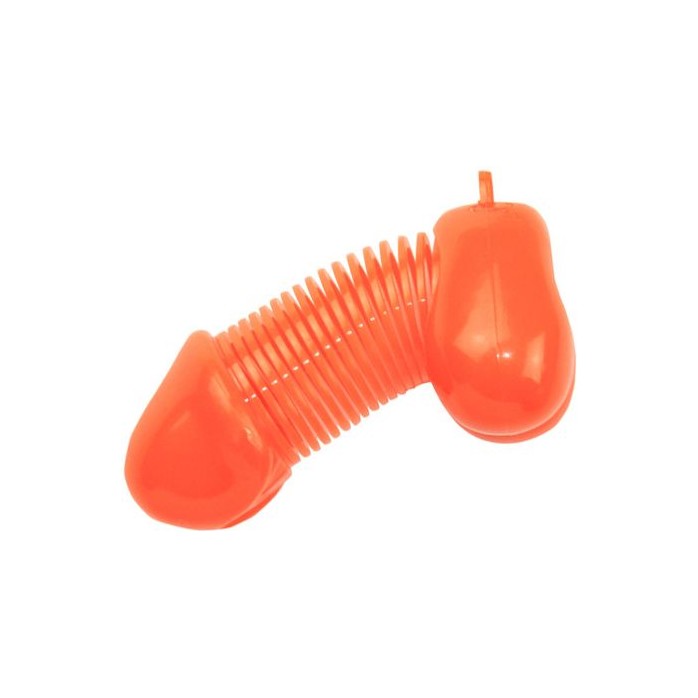 Оранжевый брелок для ключей в форме пениса. Фотография 2.