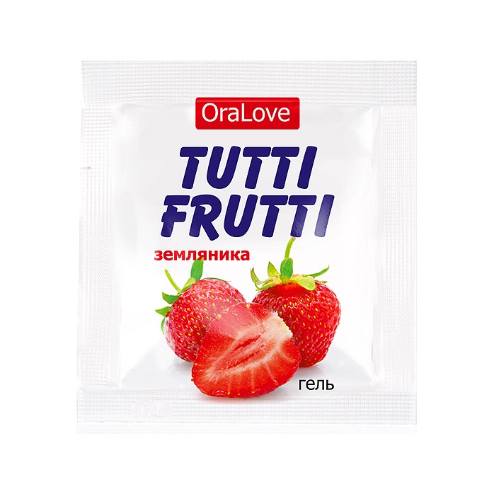 Саше гель-смазки Tutti-frutti с земляничным вкусом - 4 гр - Одноразовая упаковка
