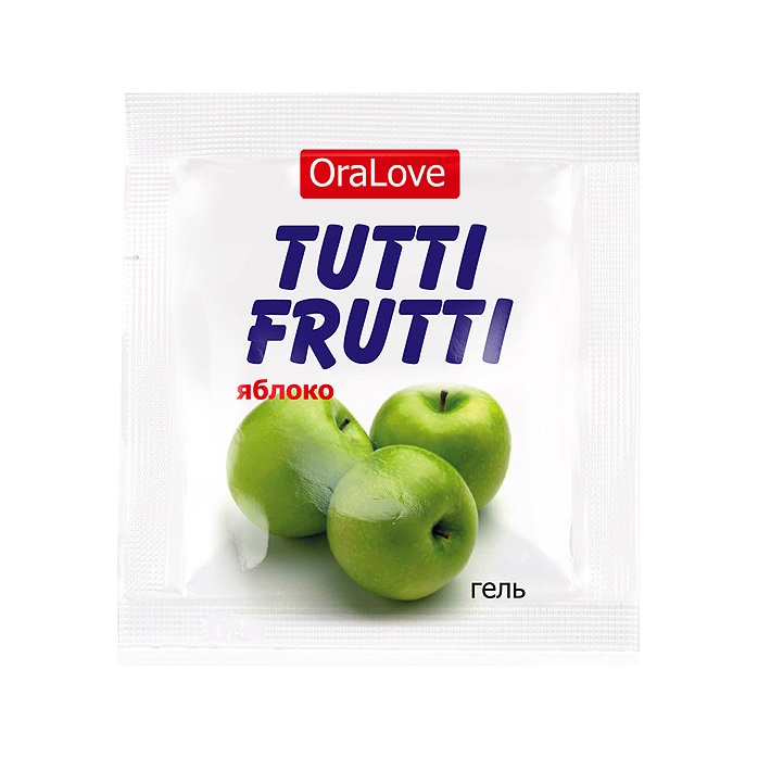 Саше гель-смазки Tutti-frutti с яблочным вкусом - 4 гр - Одноразовая упаковка