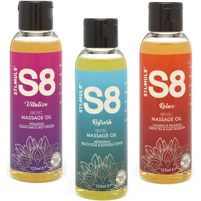Массажное масло S8 Massage Oil Refresh с ароматом сливы и хлопка - 125 мл. Фотография 2.