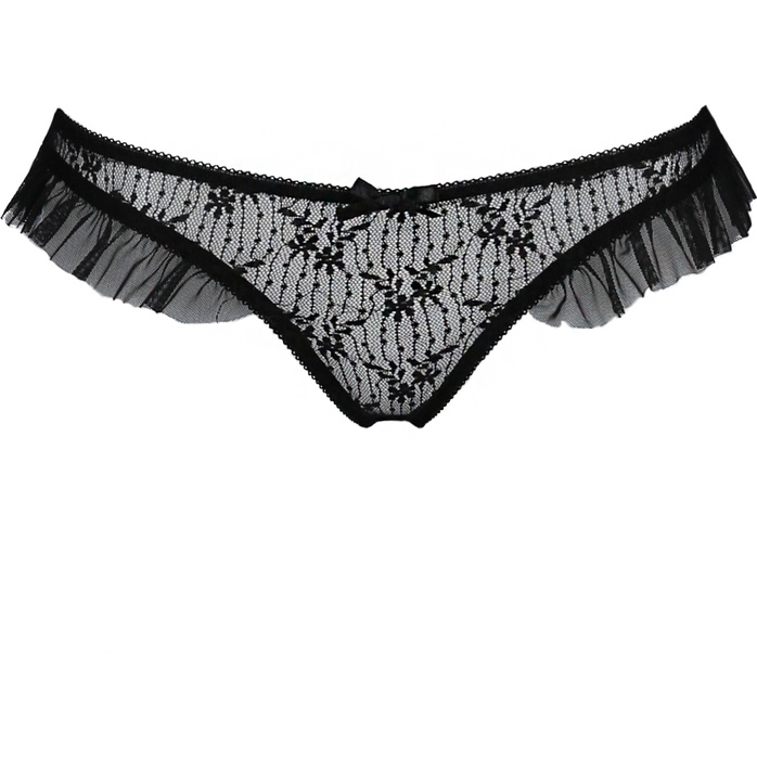 Нежные полупрозрачные трусики Donia с оборочкой и вышивкой. Фотография 3.