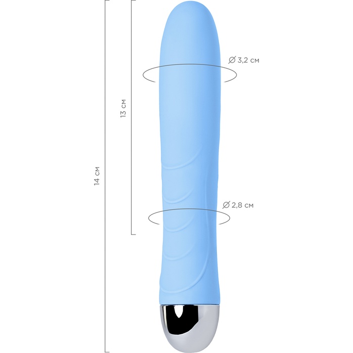 Голубой силиконовый вибратор с функцией нагрева и пульсирующими шариками FAHRENHEIT - 19 см - Physics. Фотография 4.
