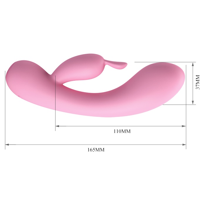 Нежно-розовый вибратор Hugo с клиторальным отростком - 16,5 см - Pretty Love. Фотография 4.