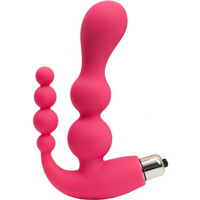 Розовый анально-вагинальный вибромассажер - 17 см