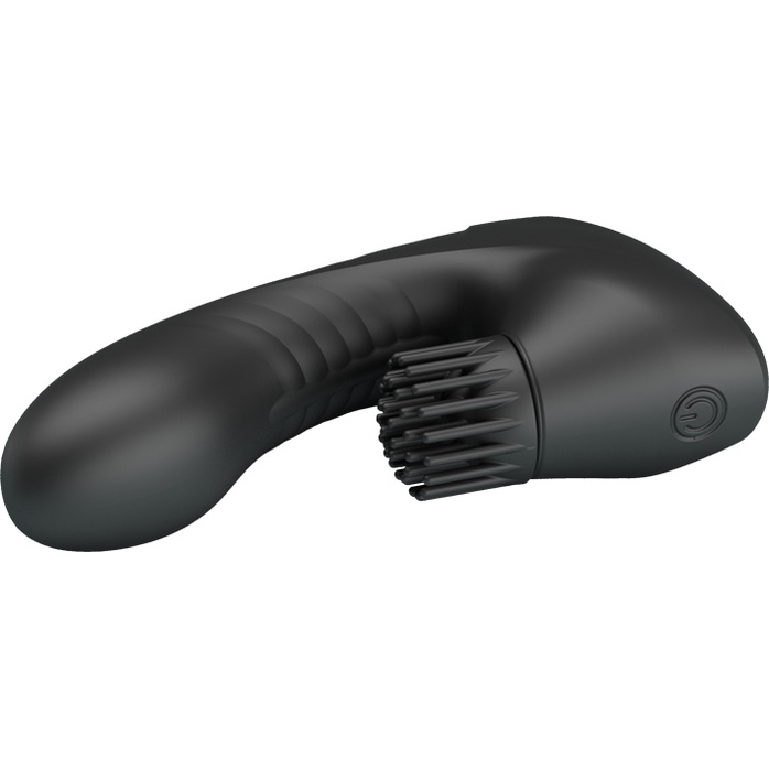 Черная вибронасадка на палец Norton с клиторальной щеточкой - Pretty Love. Фотография 4.