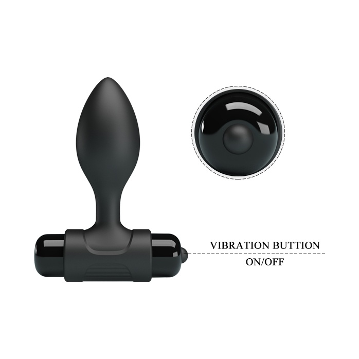 Черная анальная пробка с мощной вибрацией Vibra - 8,6 см - Pretty Love. Фотография 5.