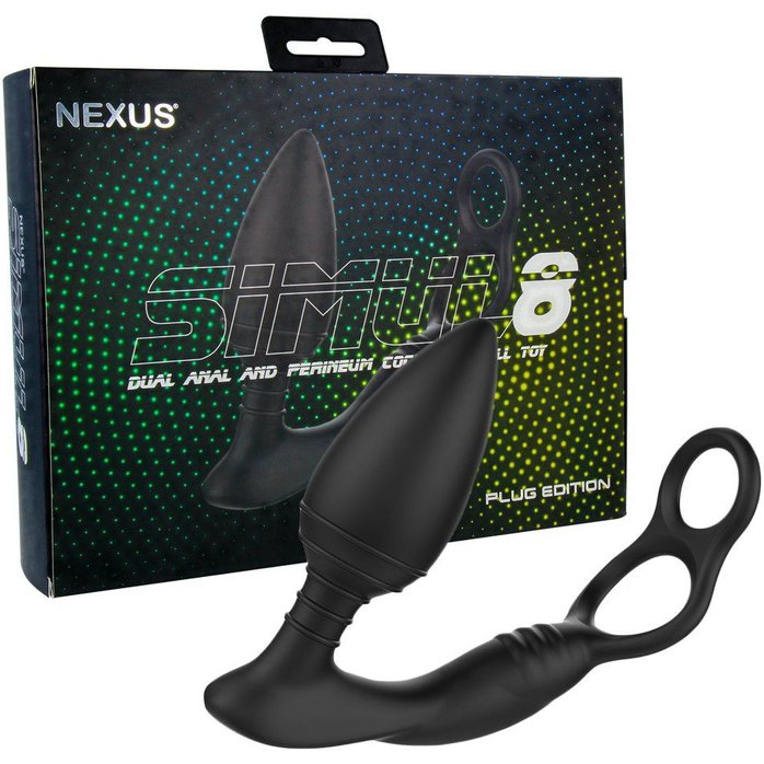 Черная анальная пробка NEXUS SIMUL8 Plug Edition с фиксацией на теле кольцами. Фотография 3.