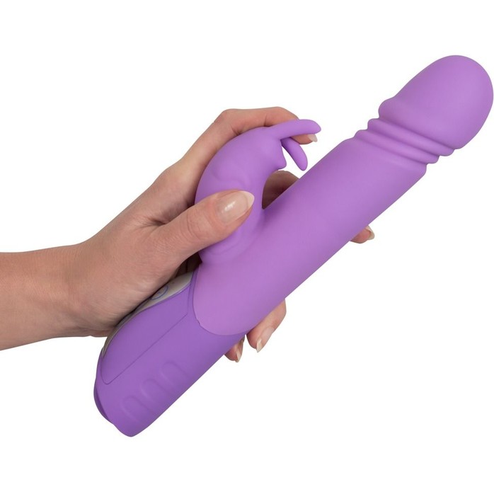Фиолетовый вибратор Push Vibrator с возвратно-поступательными движениями - 25 см - Smile. Фотография 3.
