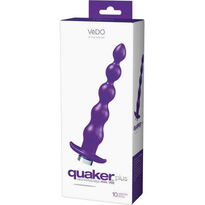 Фиолетовая анальная перезаряжаемая виброцепочка VeDO Quaker - 21 см. Фотография 2.
