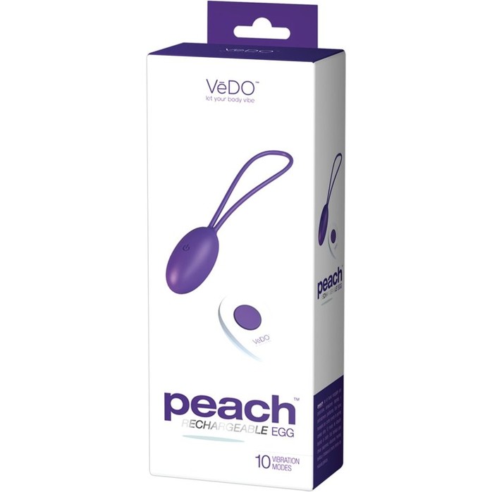 Фиолетовое виброяйцо VeDO Peach с пультом ДУ. Фотография 3.