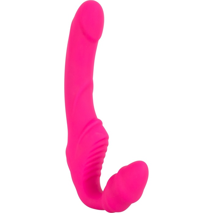 Розовый безремневой страпон с вибрацией - You2Toys. Фотография 2.