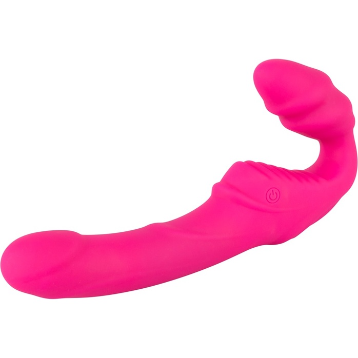 Розовый безремневой страпон с вибрацией - You2Toys. Фотография 3.