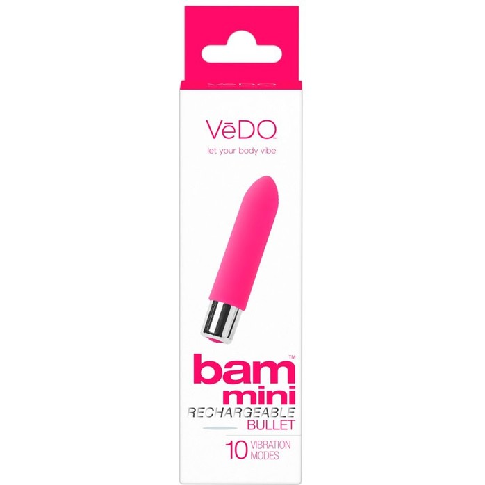 Розовая вибропуля VeDO Bam Mini - 9,5 см. Фотография 3.