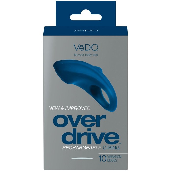 Синее перезаряжаемое эрекционное виброкольцо VeDO Over Drive. Фотография 3.