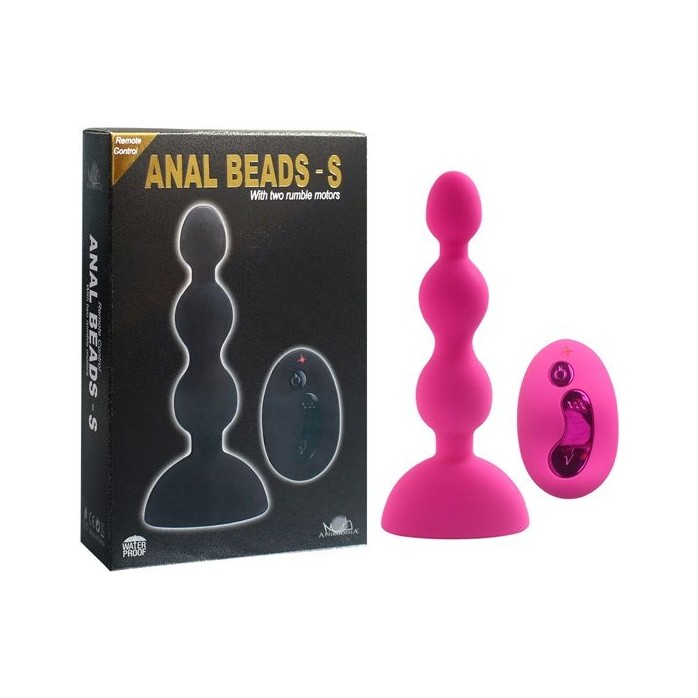 Розовый анальный вибростимулятор Anal Beads S с пультом ДУ - 14,5 см.. Фотография 3.