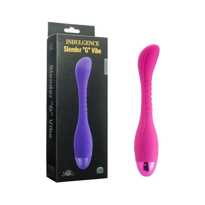 Розовый вибратор INDULGENCE Slender G Vibe - 21 см. Фотография 3.