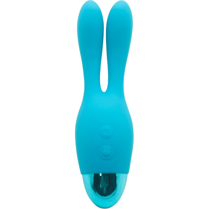 Голубой вибратор INDULGENCE Rechargeable Dream Bunny - 15 см