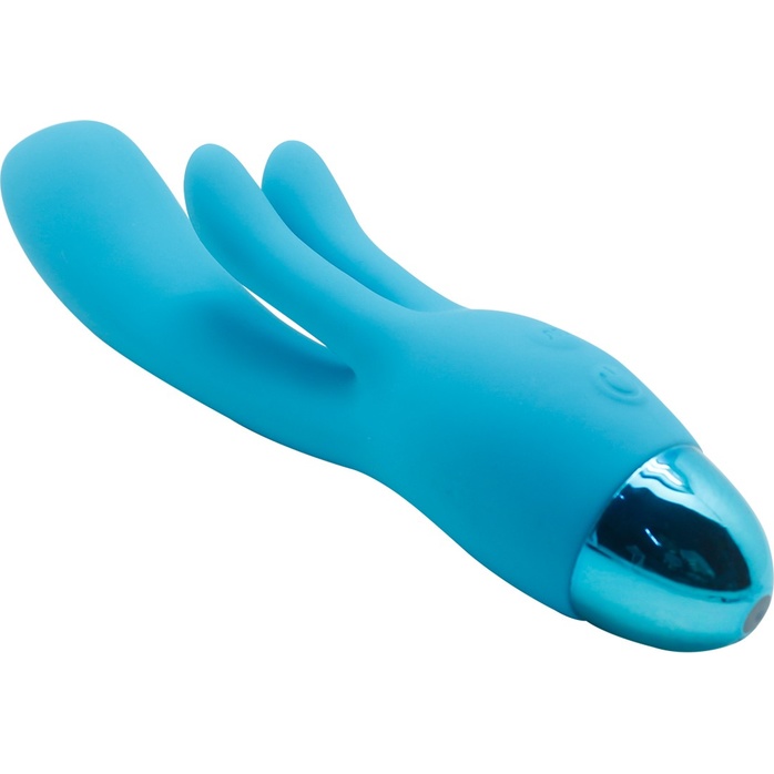 Голубой вибратор INDULGENCE Rechargeable Frolic Bunny - 18,7 см. Фотография 2.