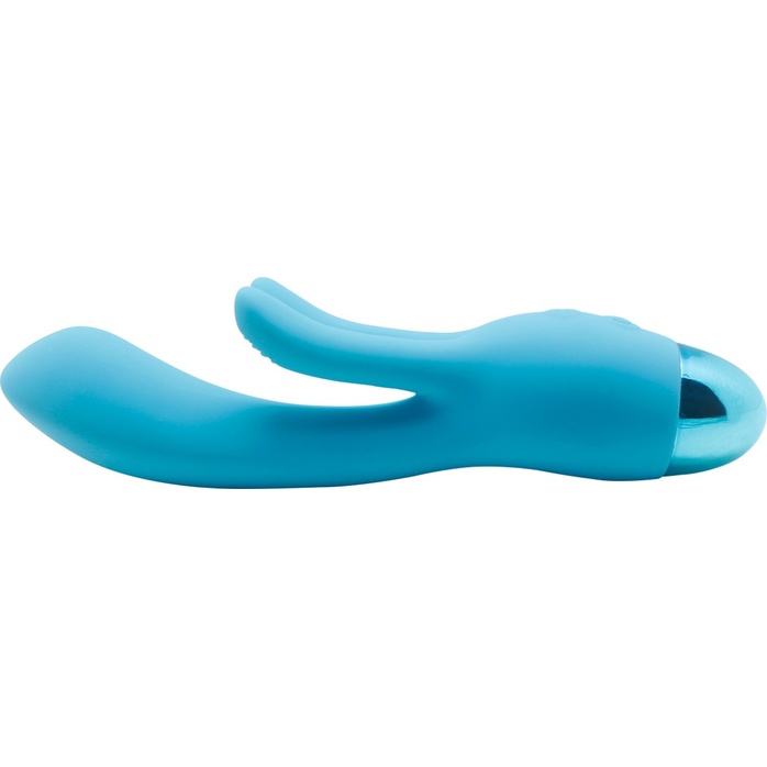 Голубой вибратор INDULGENCE Rechargeable Frolic Bunny - 18,7 см. Фотография 3.
