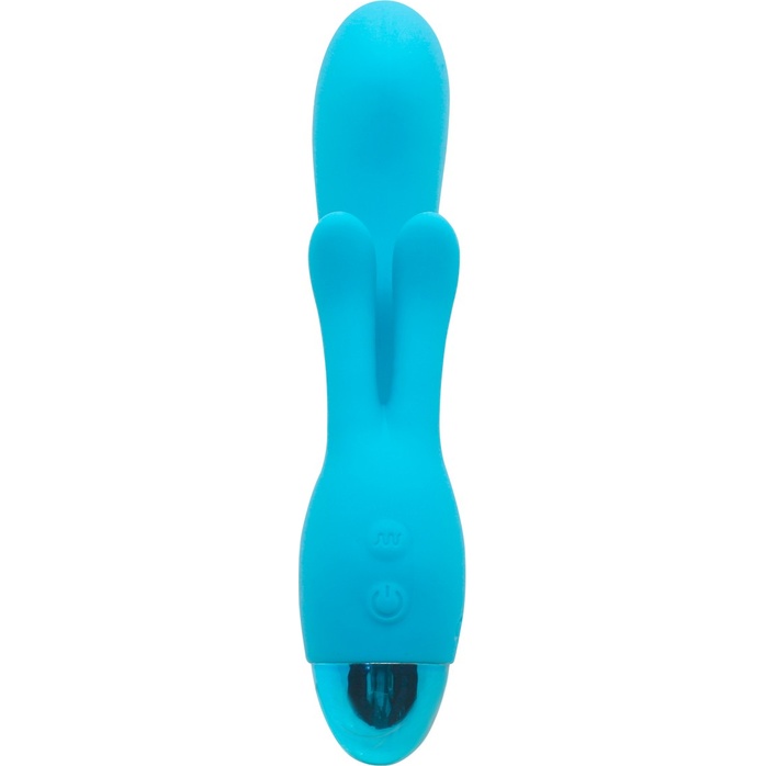 Голубой вибратор INDULGENCE Rechargeable Frolic Bunny - 18,7 см