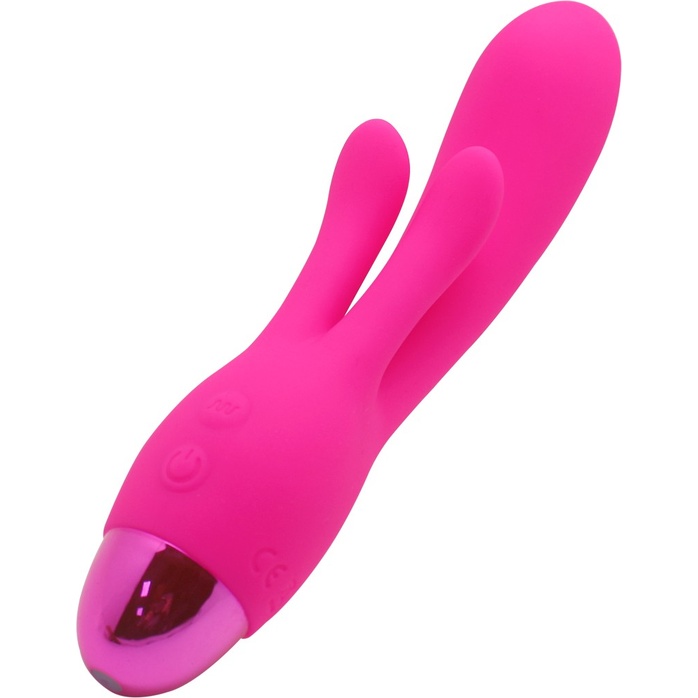 Розовый вибратор INDULGENCE Rechargeable Frolic Bunny - 18,7 см. Фотография 2.
