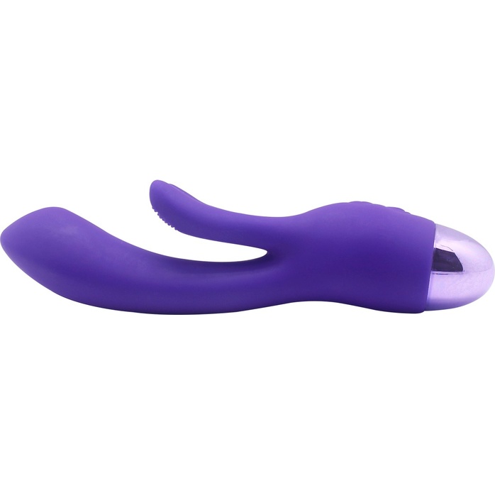Фиолетовый вибратор INDULGENCE Rechargeable Frolic Bunny - 18,7 см. Фотография 4.