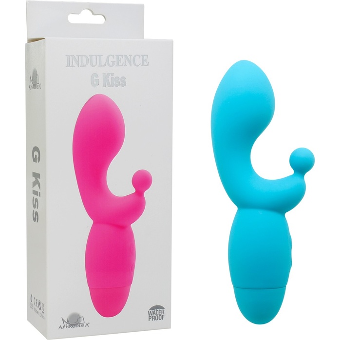Голубой вибратор INDULGENCE G Kiss - 16,5 см. Фотография 6.