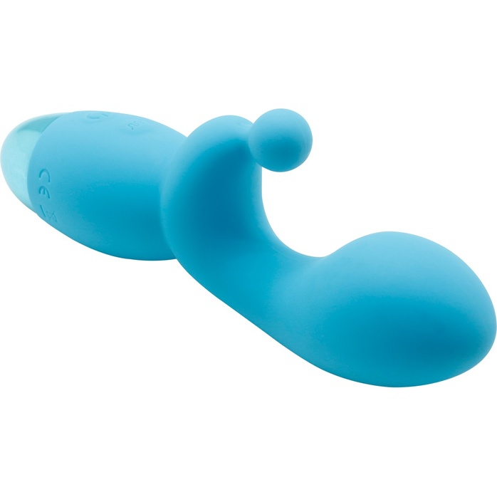 Голубой вибратор INDULGENCE Rechargeable G Kiss - 16,5 см. Фотография 3.