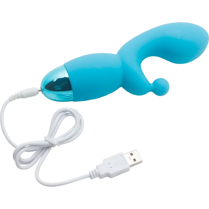 Голубой вибратор INDULGENCE Rechargeable G Kiss - 16,5 см. Фотография 4.