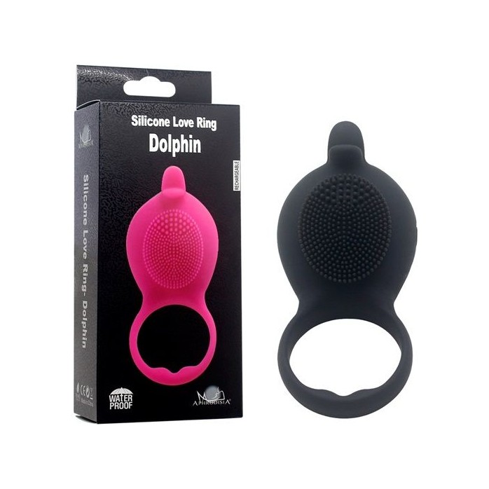 Черное виброкольцо на пенис Dolphin. Фотография 3.