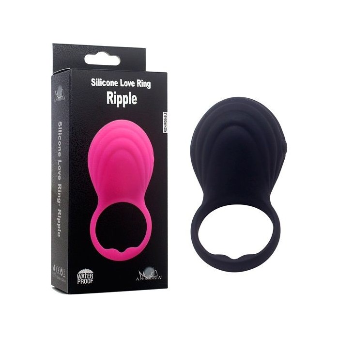 Черное виброкольцо на пенис Ripple. Фотография 3.