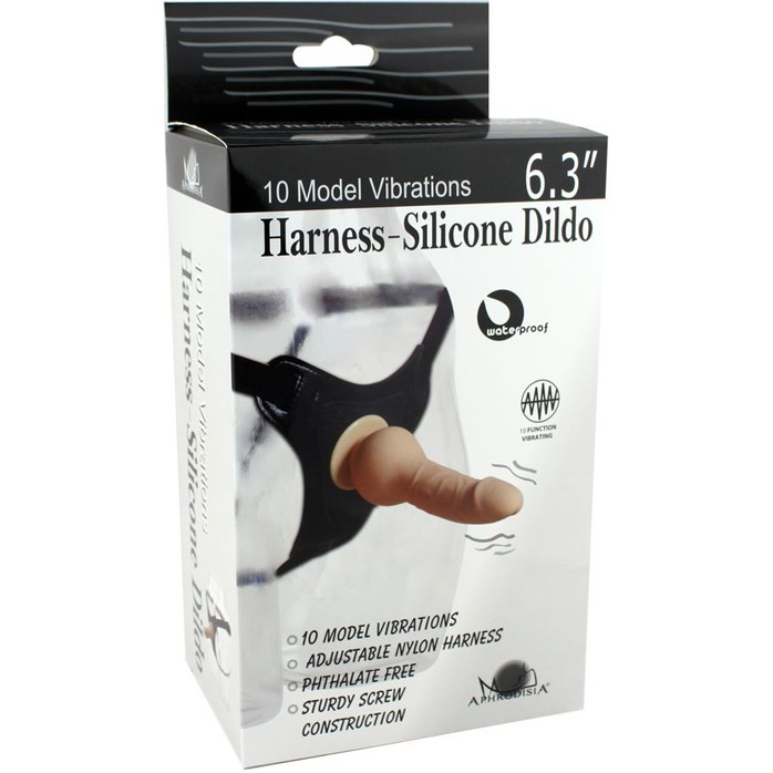 Телесный страпон 10 Mode Vibrations 6.3 Harness Silicone Dildo - 15,5 см. Фотография 3.