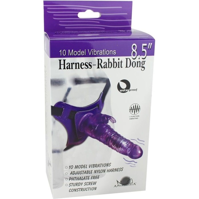 Телесный страпон 10 Mode Vibrations 8.5 Harness Rabbit Dong - 19 см. Фотография 2.