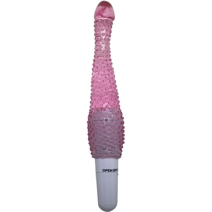 Розовый анальный вибратор с пупырышками - 22 см