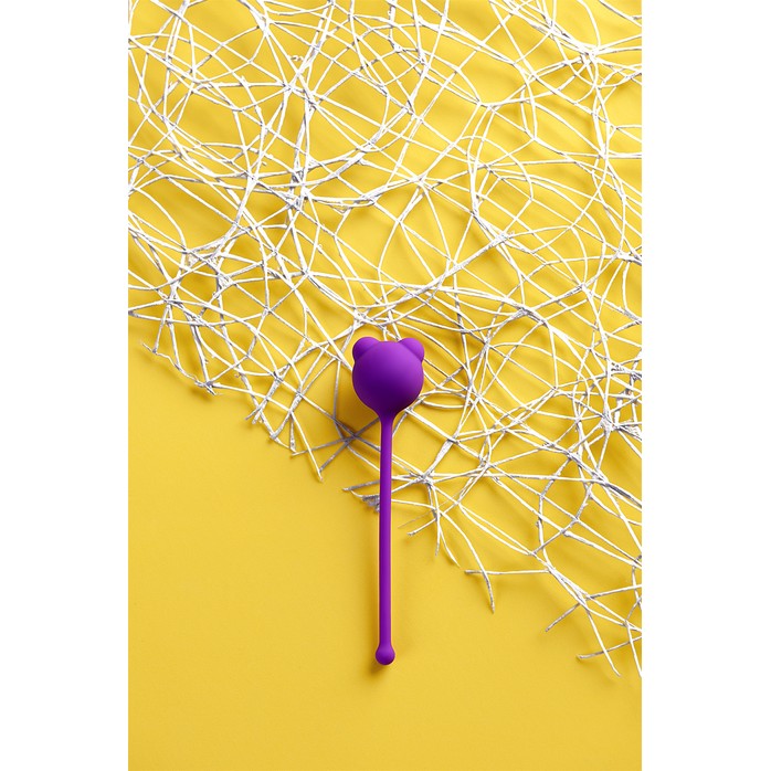 Фиолетовый силиконовый вагинальный шарик A-Toys с ушками. Фотография 5.