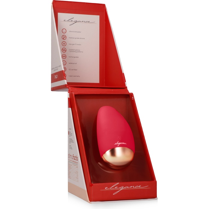 Красный вибратор Chic для клиторальной стимуляции - Elegance. Фотография 6.