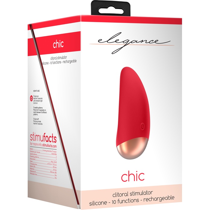 Красный вибратор Chic для клиторальной стимуляции - Elegance. Фотография 10.