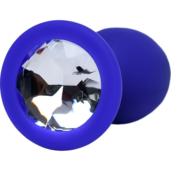Синяя силиконовая анальная пробка Brilliant с прозрачным кристалллом - 7 см - ToDo. Фотография 3.