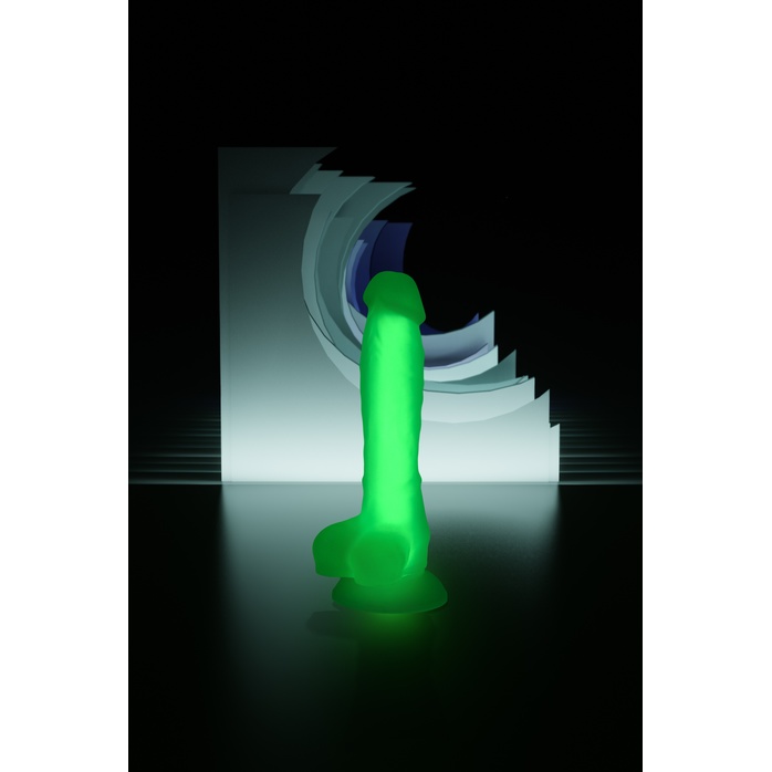 Прозрачно-зеленый фаллоимитатор, светящийся в темноте, Wade Glow - 20 см - Beyond. Фотография 8.