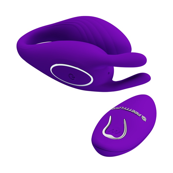 Фиолетовый U-образный вибратор для пар Bill с пультом ДУ - Pretty Love. Фотография 2.