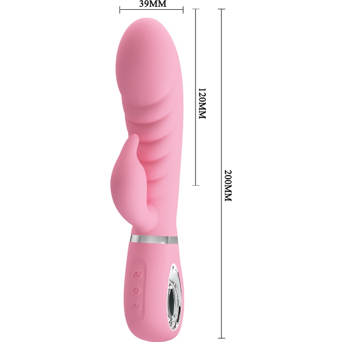 Нежно-розовый вибратор Prescott с клиторальным отростком - 20 см - Pretty Love. Фотография 2.