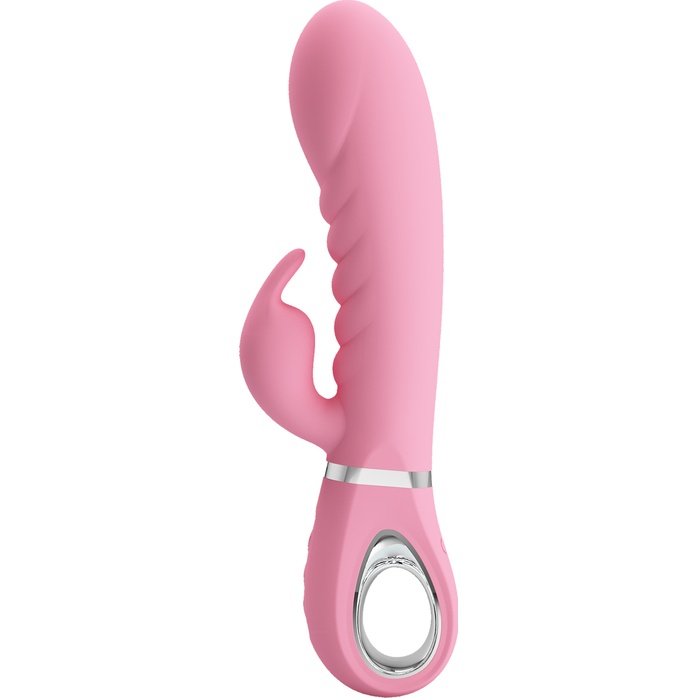 Нежно-розовый вибратор Prescott с клиторальным отростком - 20 см - Pretty Love. Фотография 4.