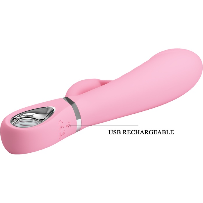 Нежно-розовый вибратор Prescott с клиторальным отростком - 20 см - Pretty Love. Фотография 7.