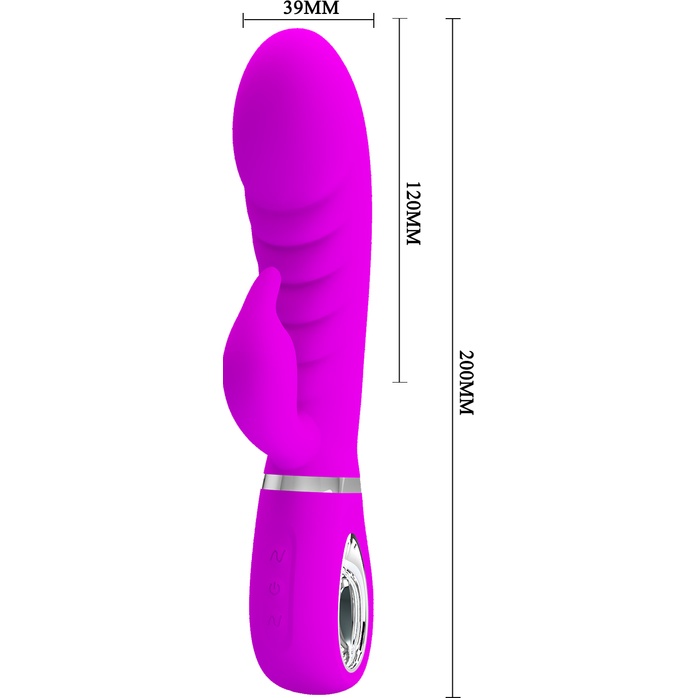 Лиловый вибратор Prescott с клиторальным отростком - 20 см - Pretty Love. Фотография 2.