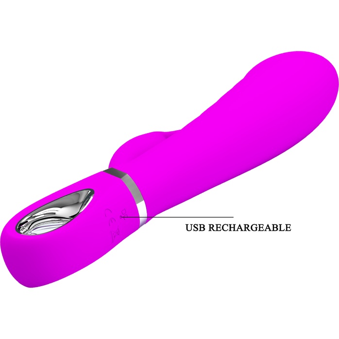 Лиловый вибратор Prescott с клиторальным отростком - 20 см - Pretty Love. Фотография 7.