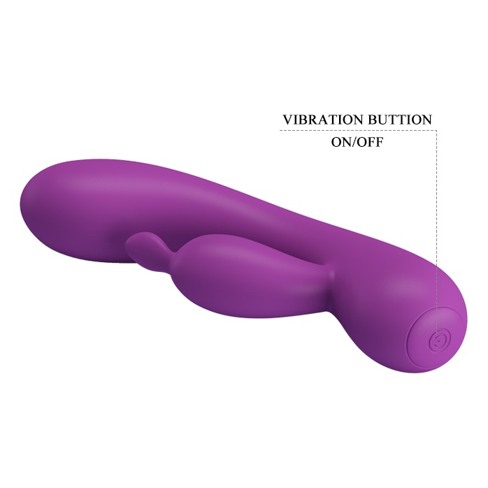 Фиолетовый вибратор Grace с клиторальным отростком - 16,5 см - Pretty Love. Фотография 5.