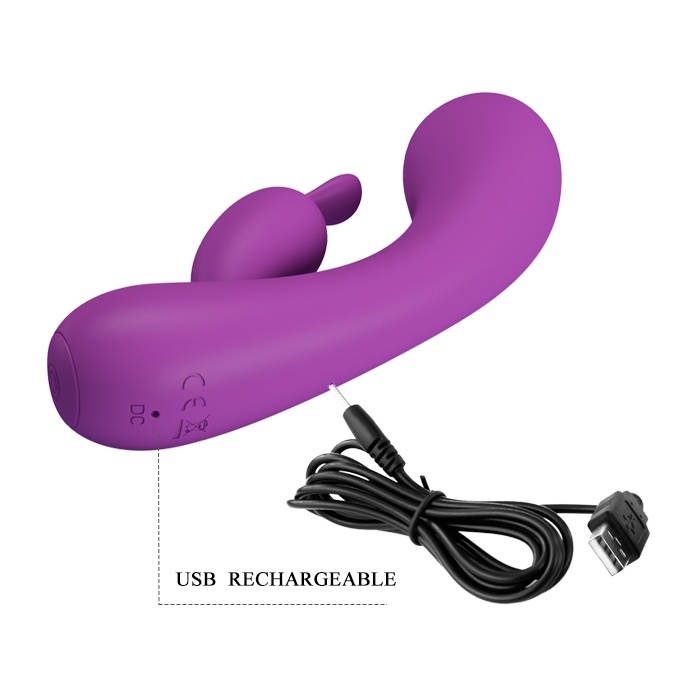 Фиолетовый вибратор Grace с клиторальным отростком - 16,5 см - Pretty Love. Фотография 6.