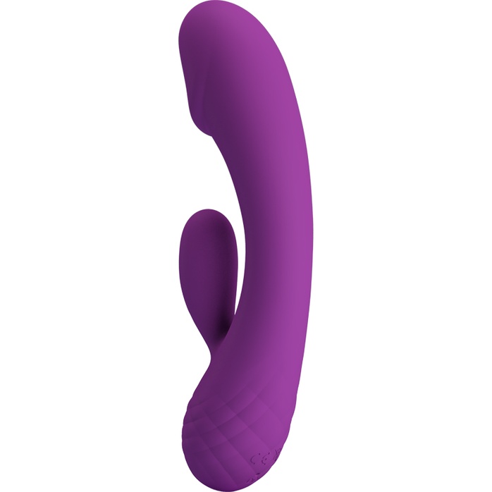 Фиолетовый вибратор Doreen с клиторальным отростком - 17,5 см - Pretty Love. Фотография 2.