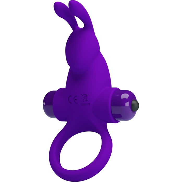 Фиолетовое эрекционное кольцо с выступом-зайчиком для стимуляции клитора - Pretty Love. Фотография 2.